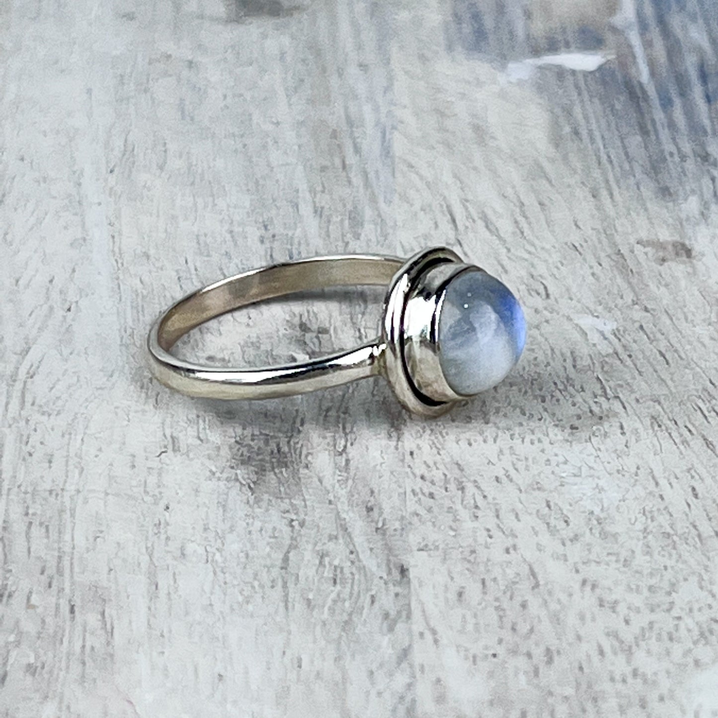 Rainbow Moonstone Gemstone .925 Sterling Silver Ring