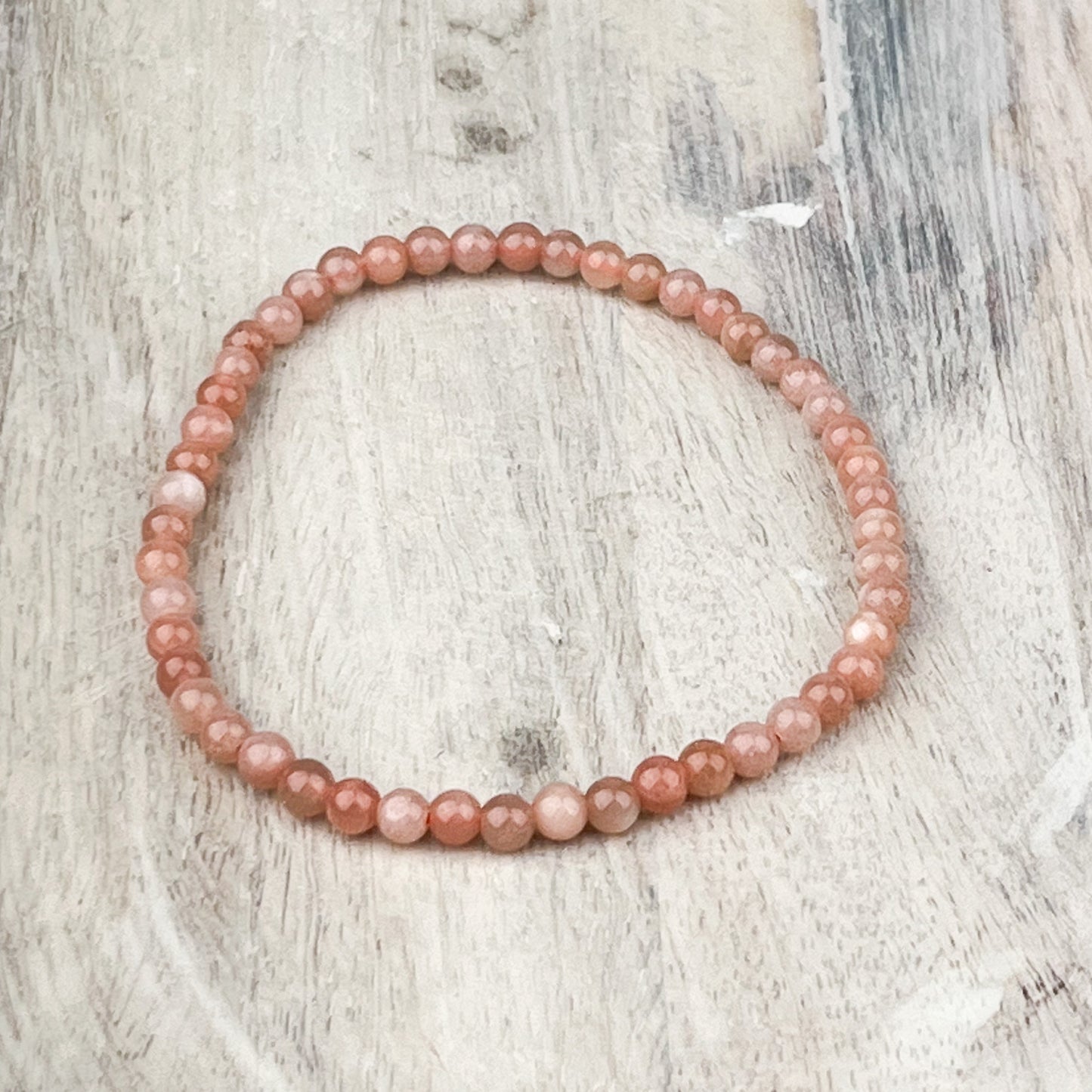 Peach Moonstone Gemstone Bracelet 4mm
