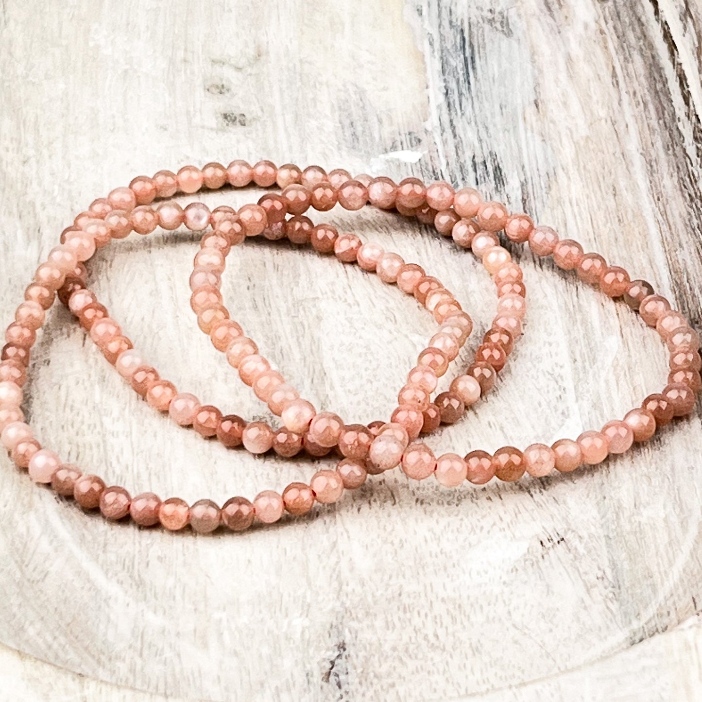 Peach Moonstone Gemstone Bracelet 4mm