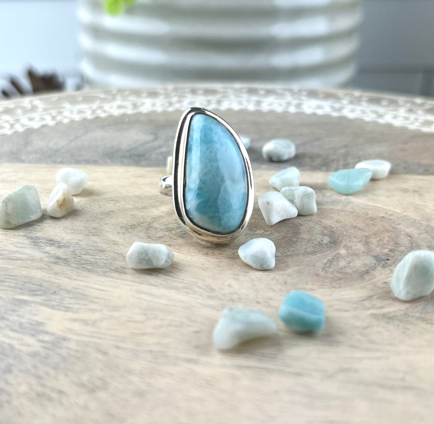 Larimar Gemstone .925 Sterling Silver Ring
