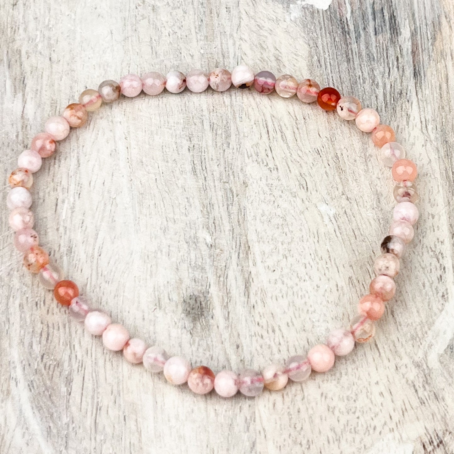 Flower Agate Gemstone Bracelet 4mm