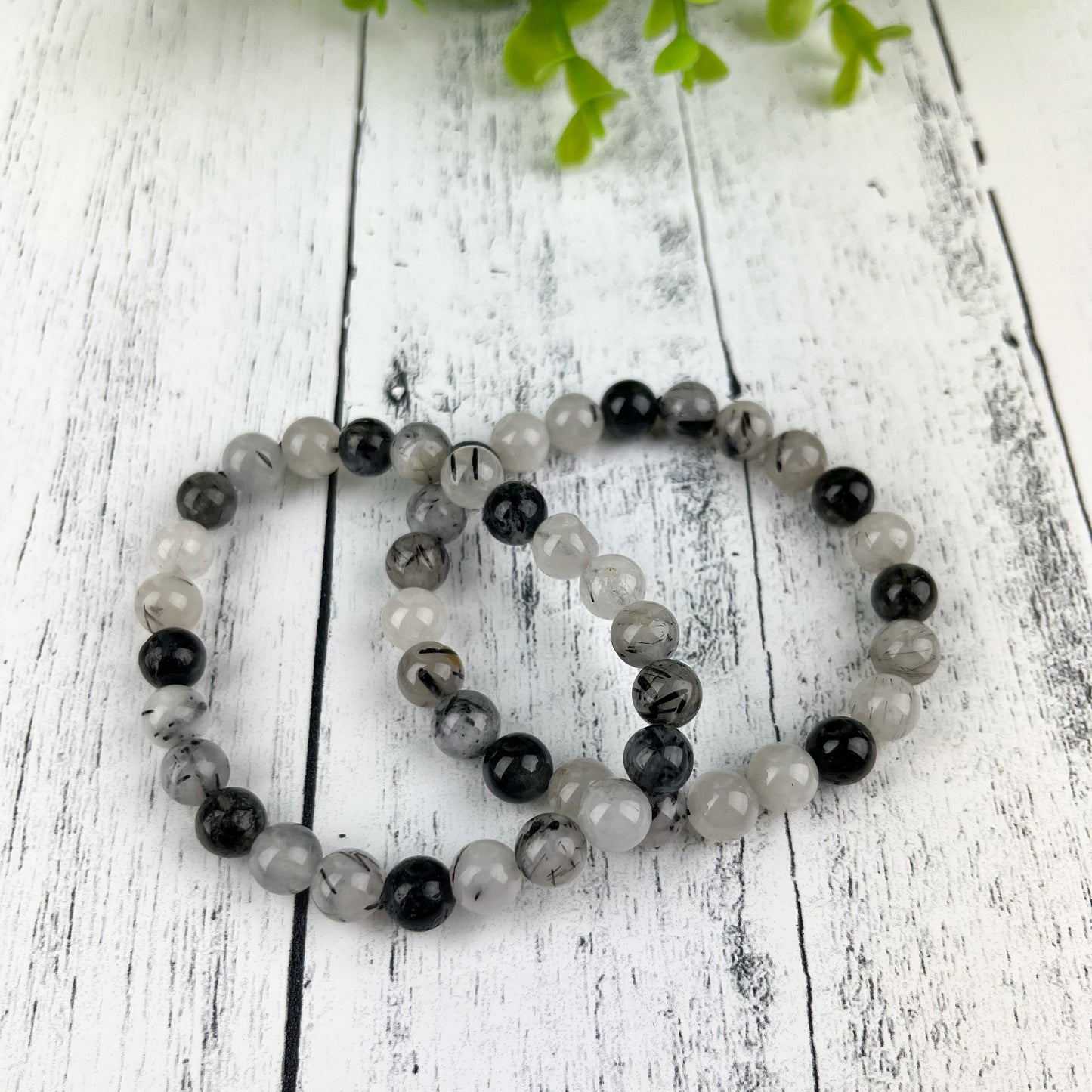 Tourmalated Quartz Gemstone Bracelet 8mm