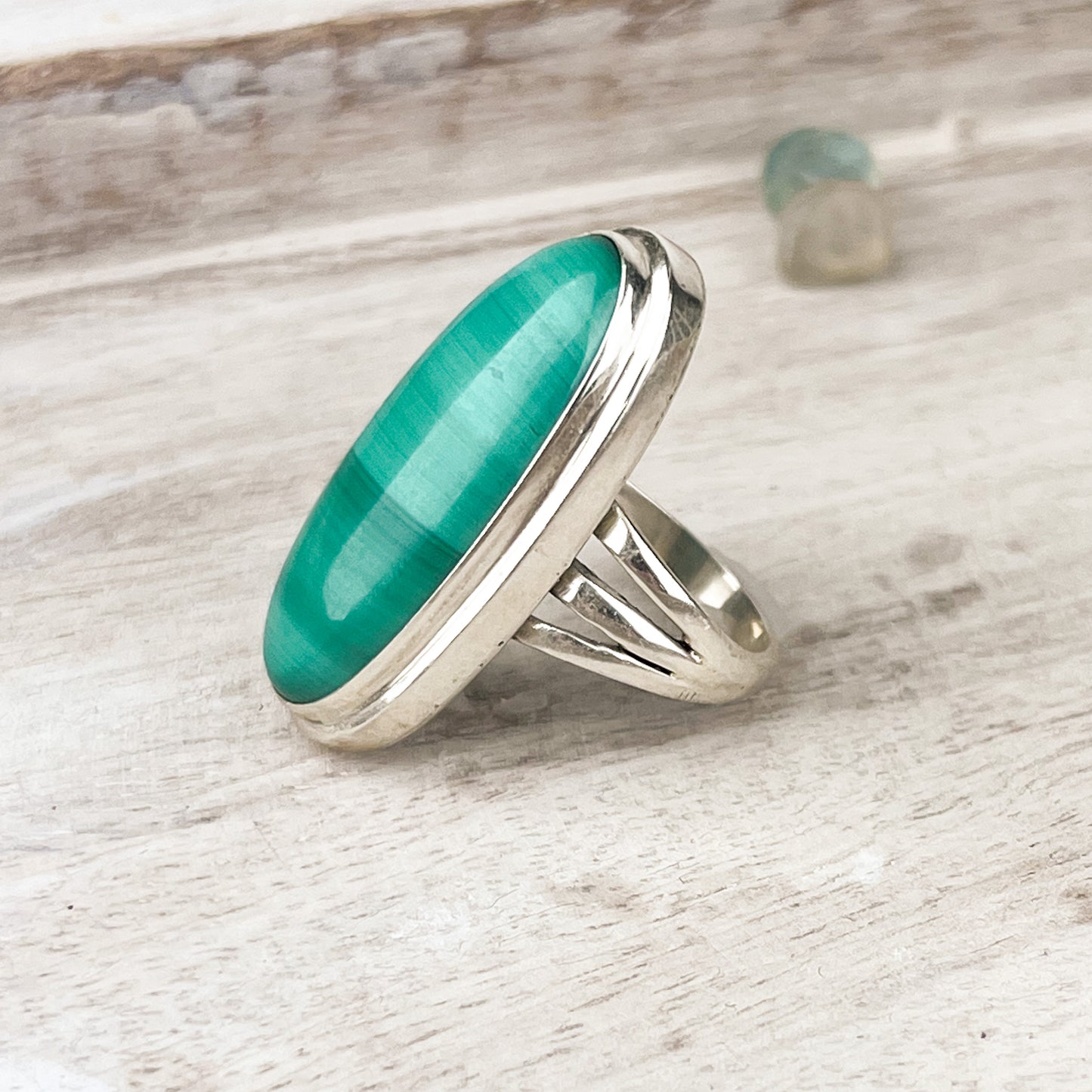 Malachite Gemstone .925 Sterling Silver Ring