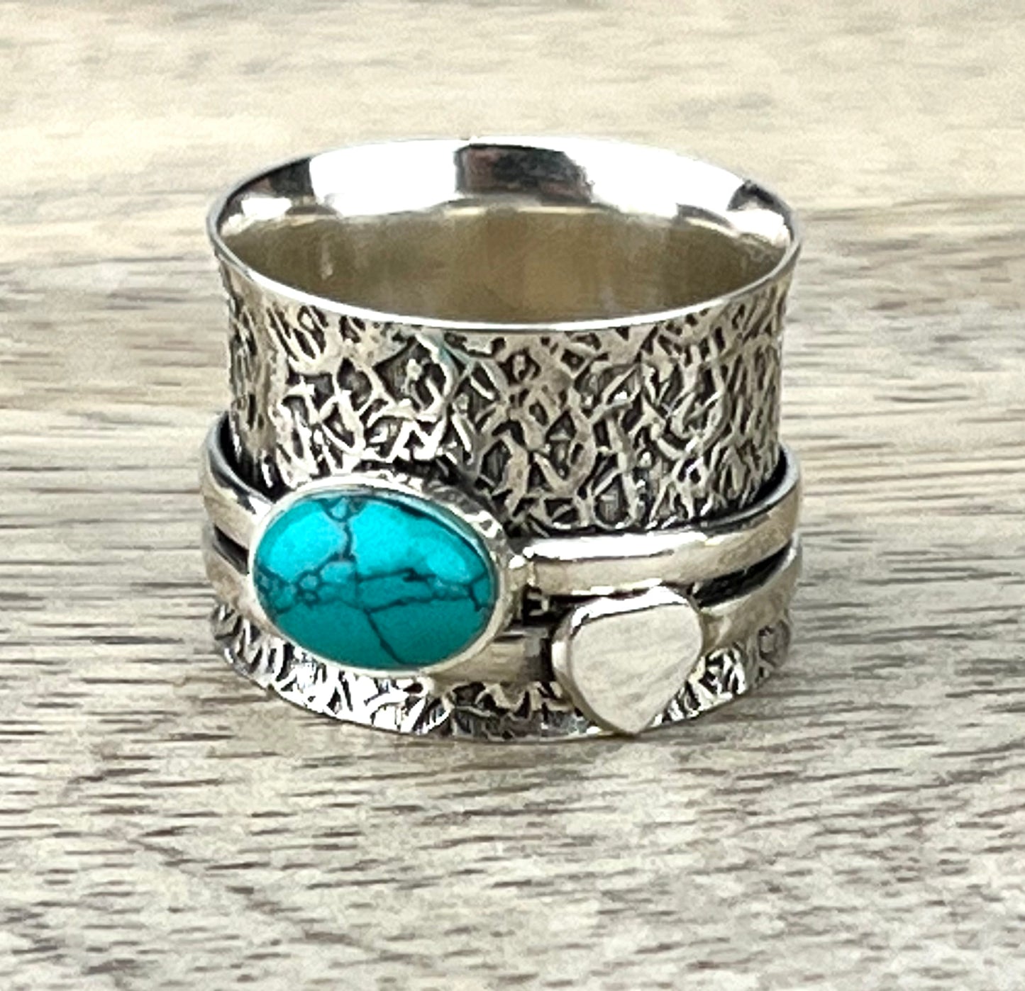 Turquoise Meditation Spinner Gemstone .925 Sterling Silver Ring