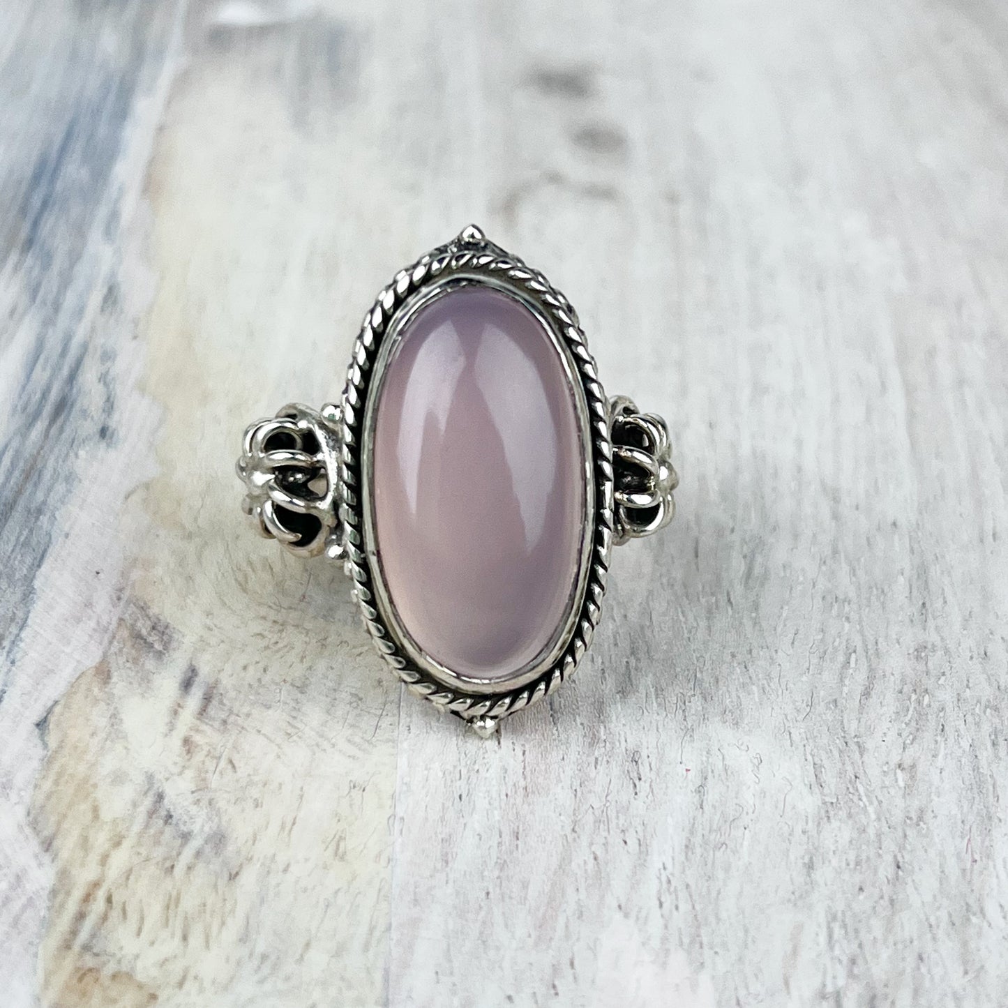 Rose Quartz Gemstone .925 Sterling Silver Ring