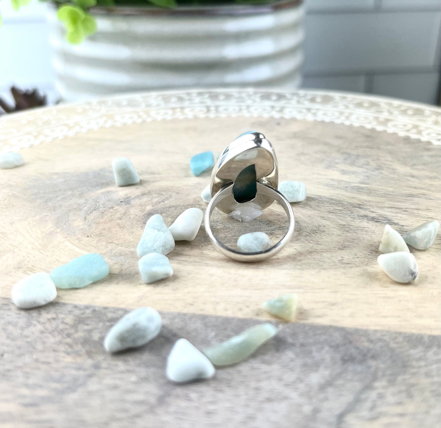 Larimar Gemstone .925 Sterling Silver Ring