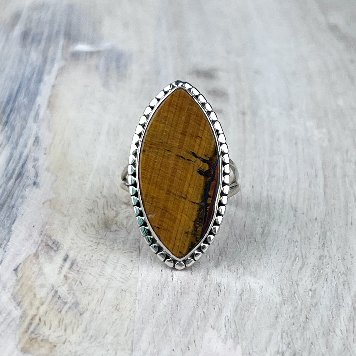 Tiger Eye Gemstone .925 Sterling Silver Ring