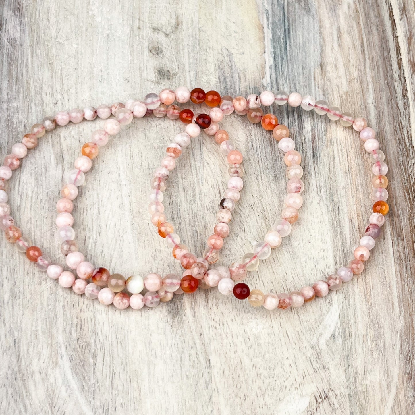Flower Agate Gemstone Bracelet 4mm
