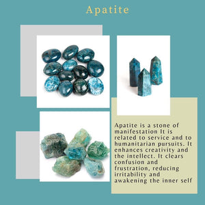 Blue Apatite is a stone of manifestation. It is related to service and to humanitarian pursuits.