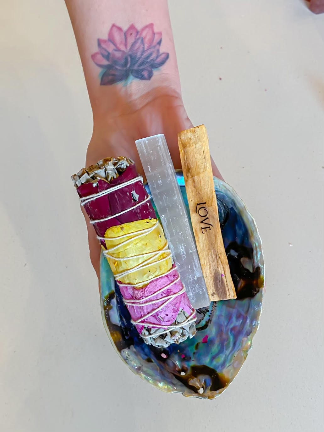 Self Love Sage Gift Bundle Love Smudge Set| Love and Passion Sage Bundle | Sage Bundle With Crystal | Rough Quartz| Palo Santo| Selenite