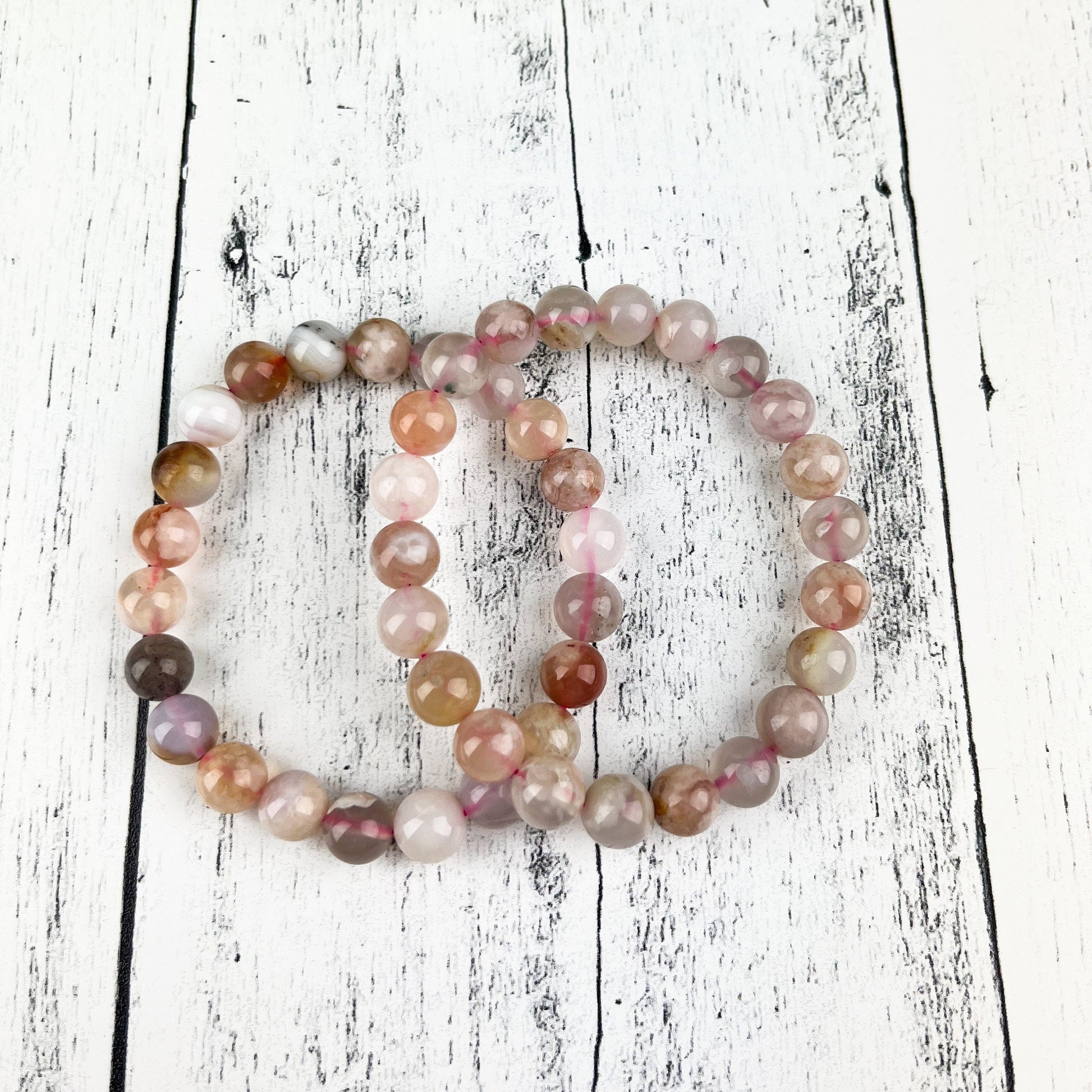 Flower Agate Gemstone Bracelet 8mm