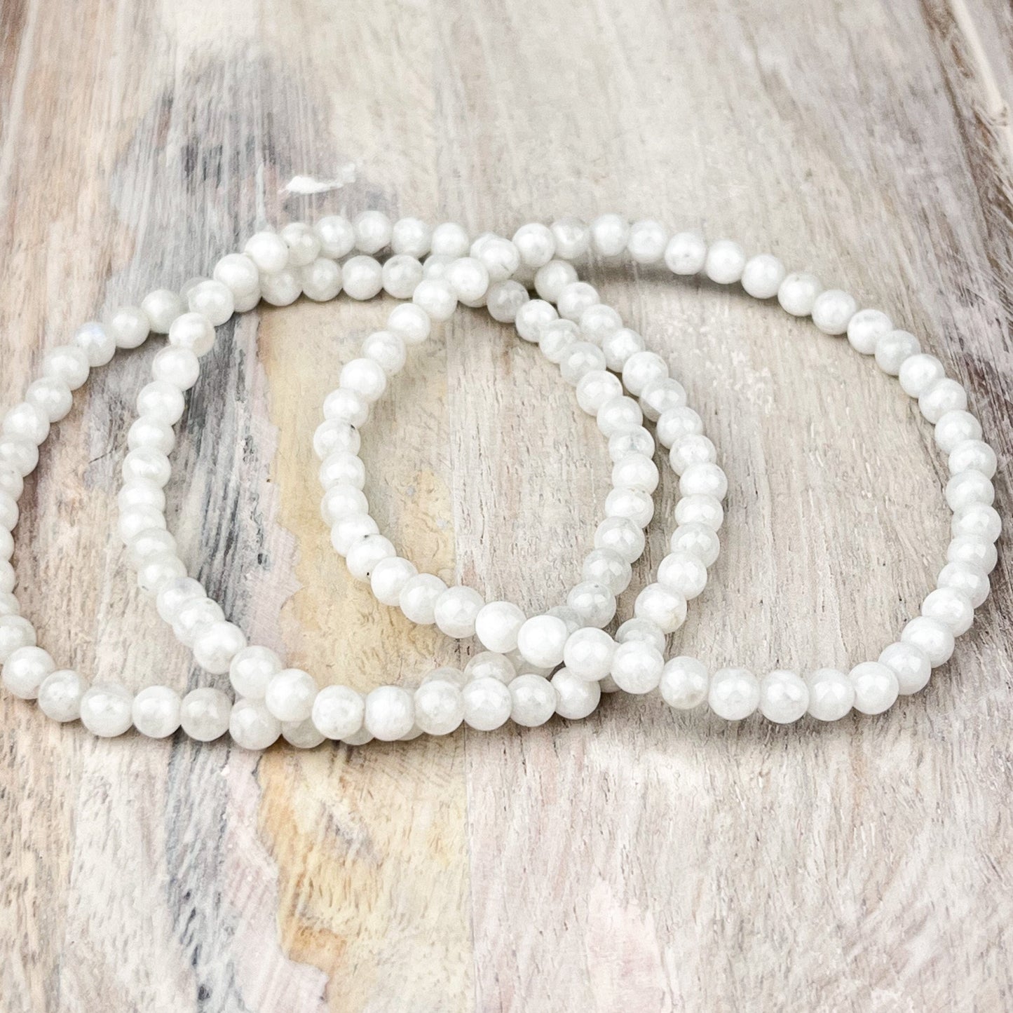 White Moonstone Gemstone Bracelet 4mm