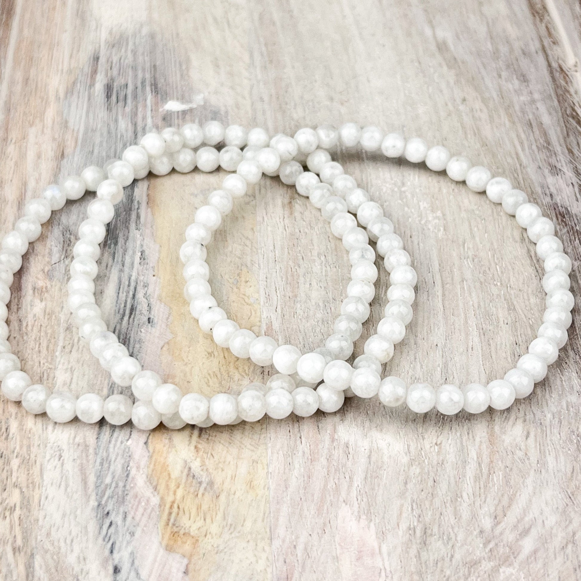 White Moonstone Gemstone Bracelet 4mm