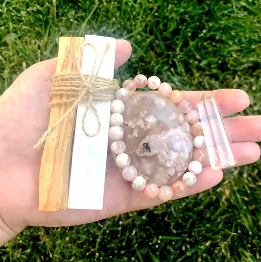 Flower Agate Bracelet Set