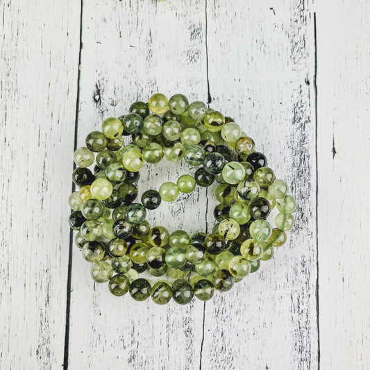Prehnite Healing Bracelet – 8mm Light Green Natural Beads for Inner Harmony, Emotional Clarity & Spiritual Growth - Crystals for everyone • Crystals And Cord