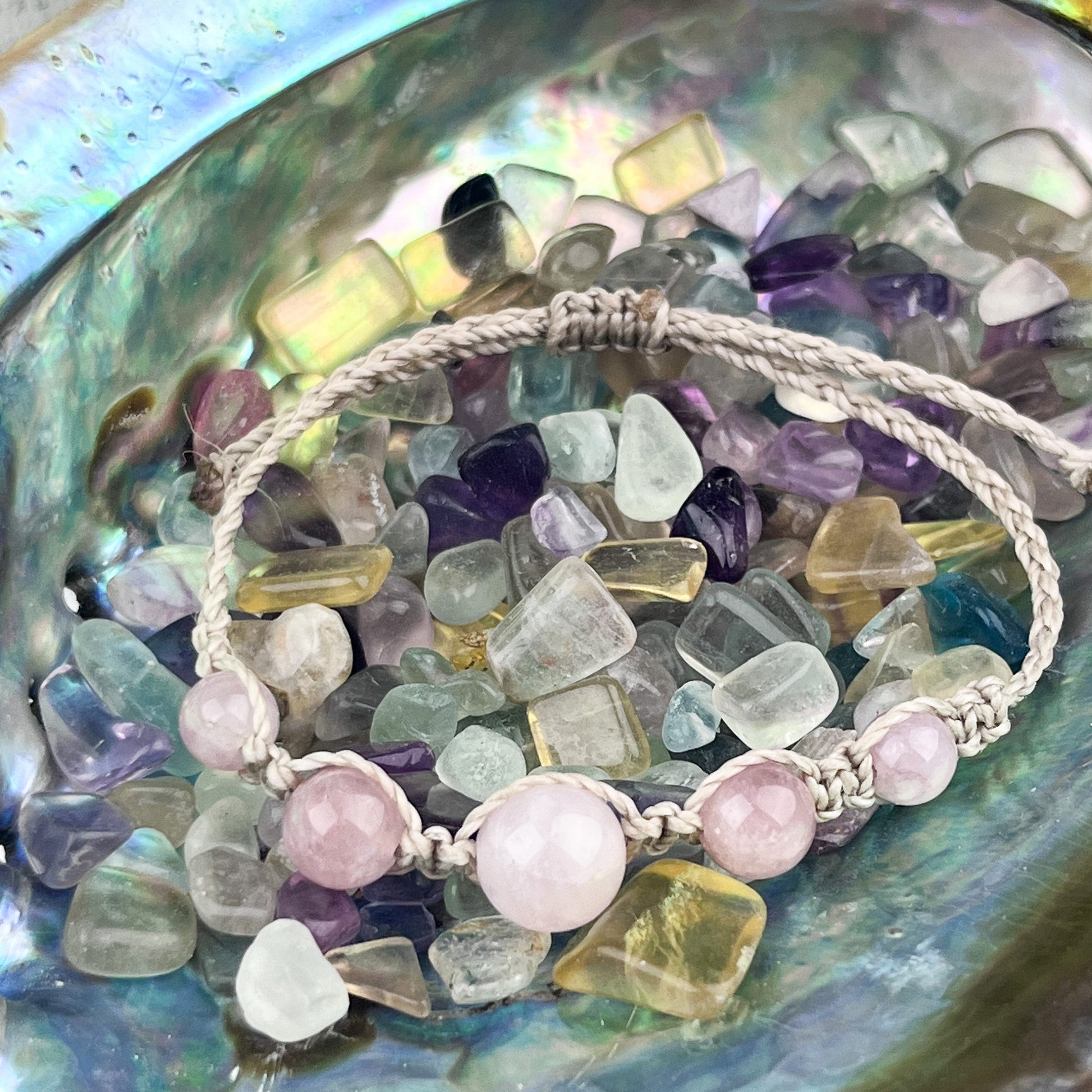 Rose Quartz Hand Knotted Bead Bracelet with Adjustable Size - Natural Stone Jewelry for Unconditional Love & Self-Love - Crystals for everyone • Crystals And Cord