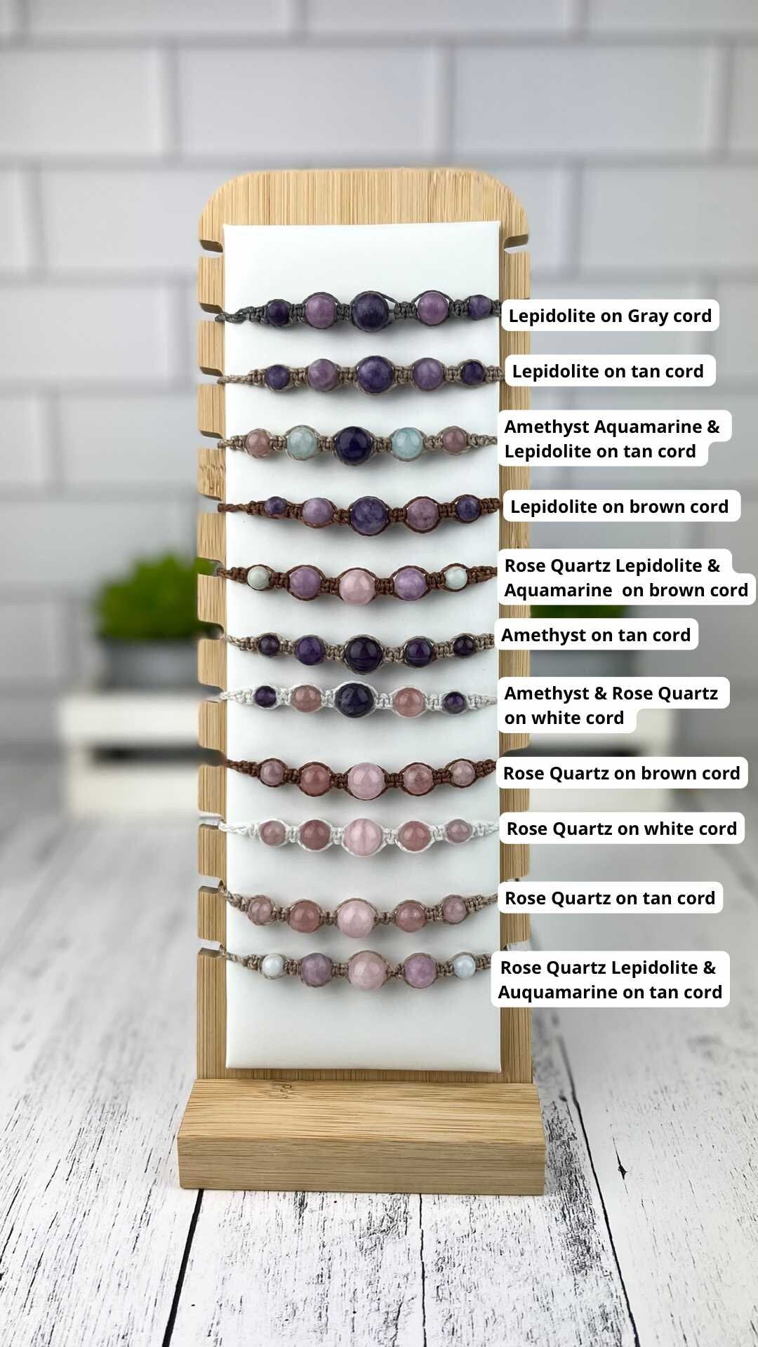 Hand Knotted Bead Bracelet with Lepidolite