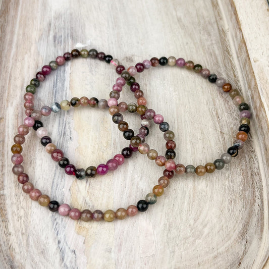 Watermelon Tourmaline Gemstone Bracelet 4mm
