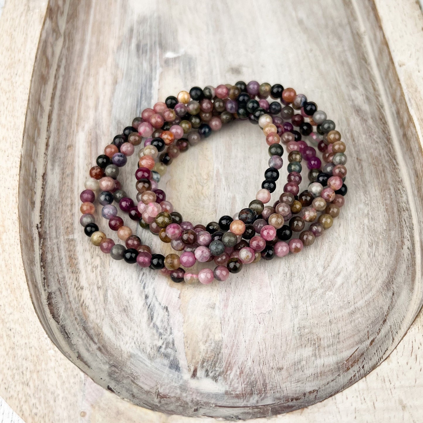 Watermelon Tourmaline Gemstone Bracelet 4mm