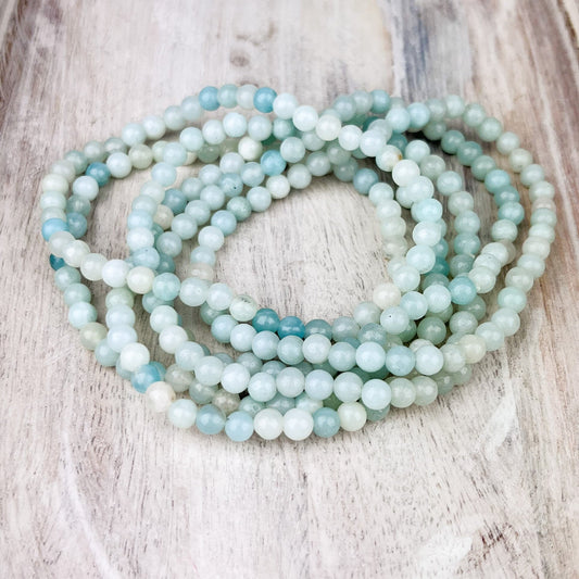 Amazonite Gemstone Beaded Bracelet, Elegant Natural Gemstone 4mm Beads, Calming Energy Accessory, Healing Crystals and Stones Jewelry