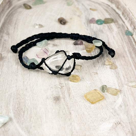 Hand Knotted Crystal Bracelet with Clear Quartz