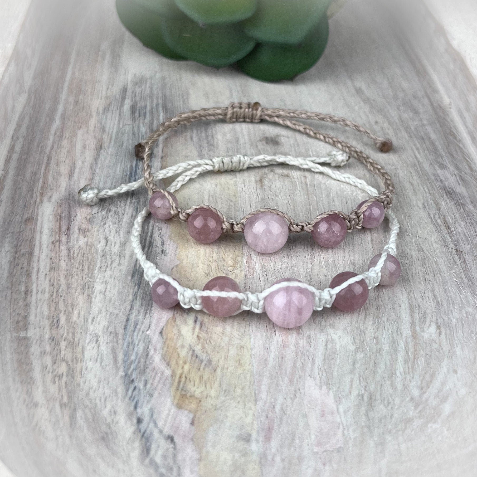 Rose Quartz Hand Knotted Bead Bracelet with Adjustable Size - Natural Stone Jewelry for Unconditional Love & Self-Love - Crystals for everyone • Crystals And Cord