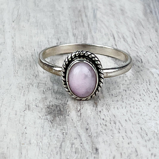 Pink Opal Gemstone .925 Sterling Silver Ring