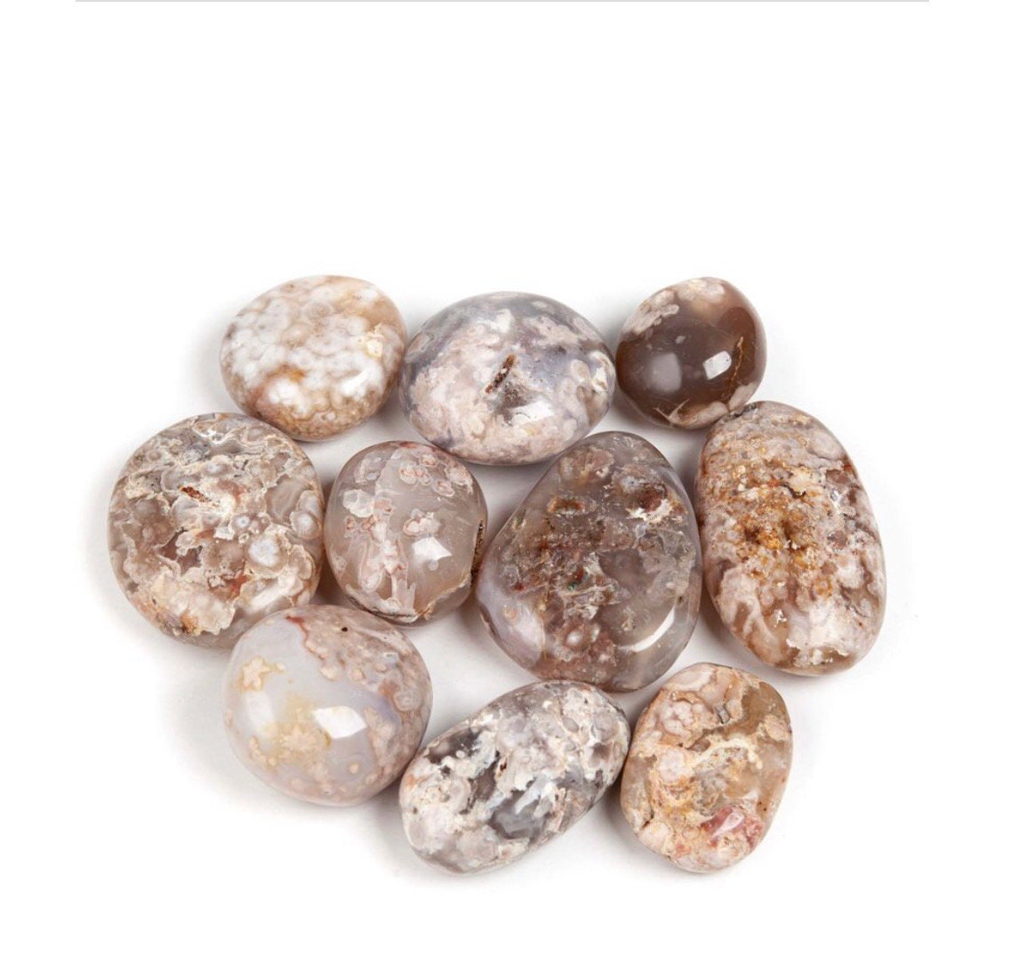 Flower Agate Palm Stones