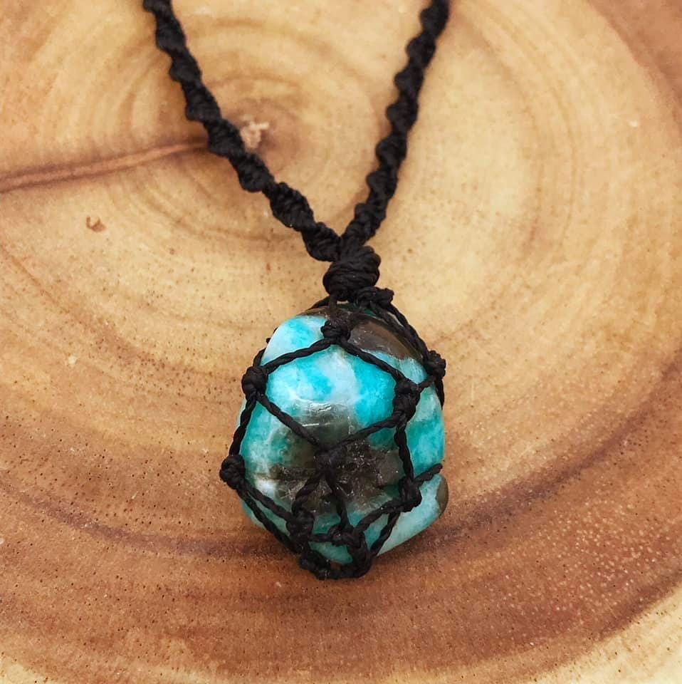Amazonite Crystal Pendant Necklace Calm & Clarity - Adjustable Boho Chakra Jewelry - Crystals for everyone • Crystals And Cord