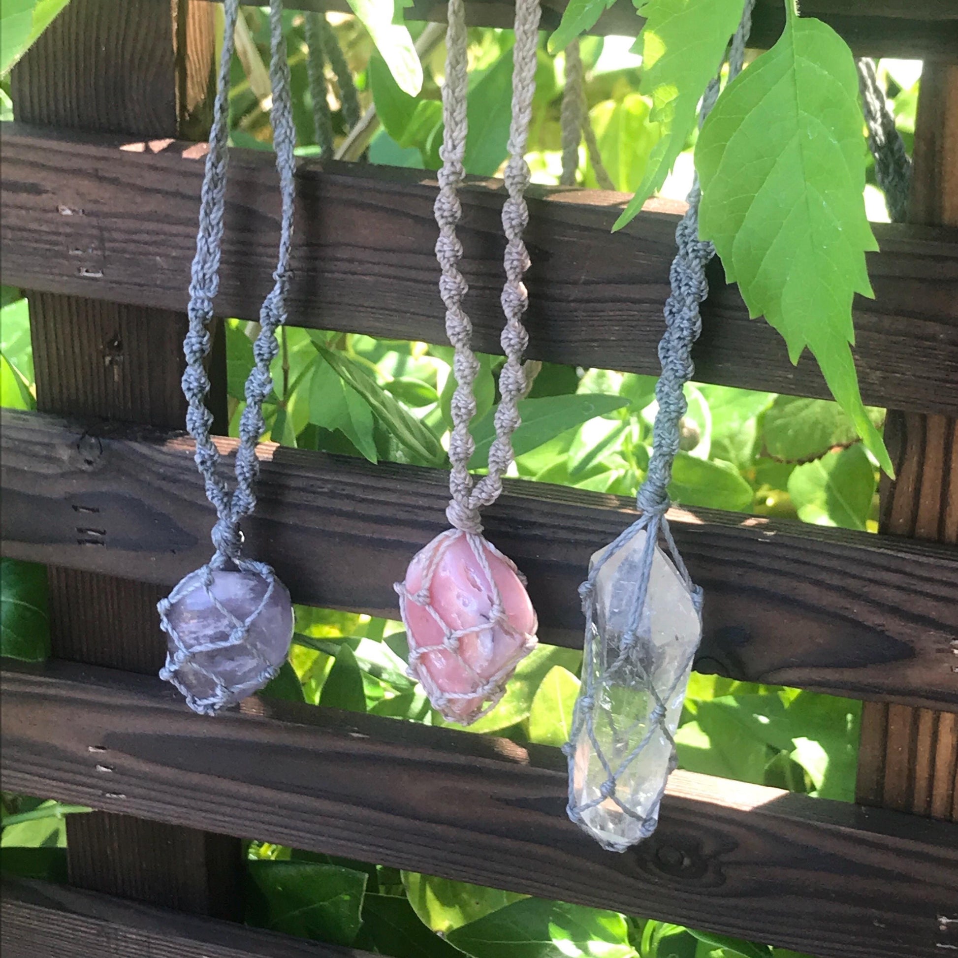 Hand Knotted Pink Opal Necklace & Bracelet Set - Gemstone Jewelry for Kindness and Love - Crystals for everyone • Crystals And Cord