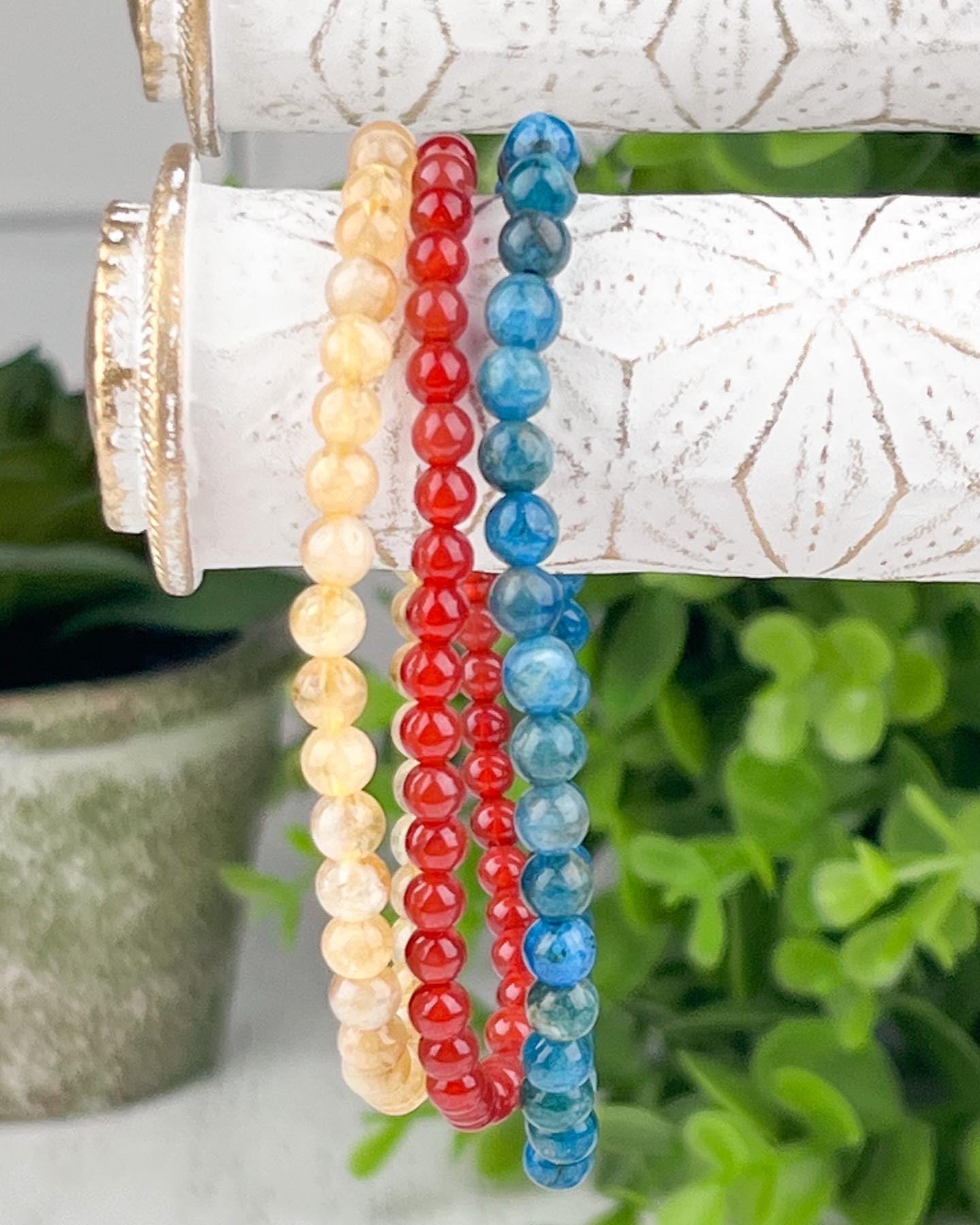 Vibrant Carnelian Gemstone Bracelet for Creativity and Confidence - 4mm Stone Beads, Elastic Band, 7.5 inches - Crystals for everyone • Crystals And Cord