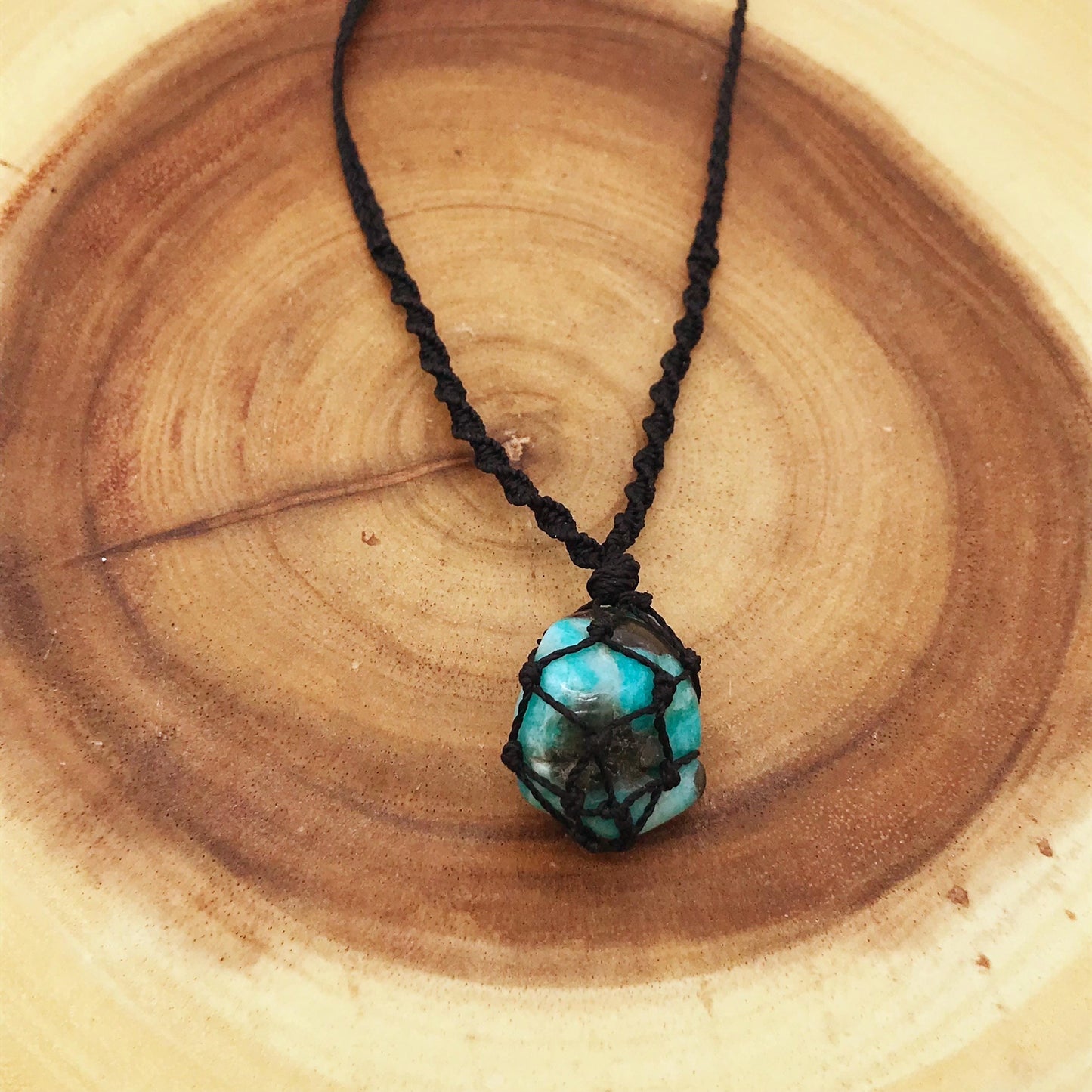 Amazonite Crystal Pendant Necklace Calm & Clarity - Adjustable Boho Chakra Jewelry - Crystals for everyone • Crystals And Cord