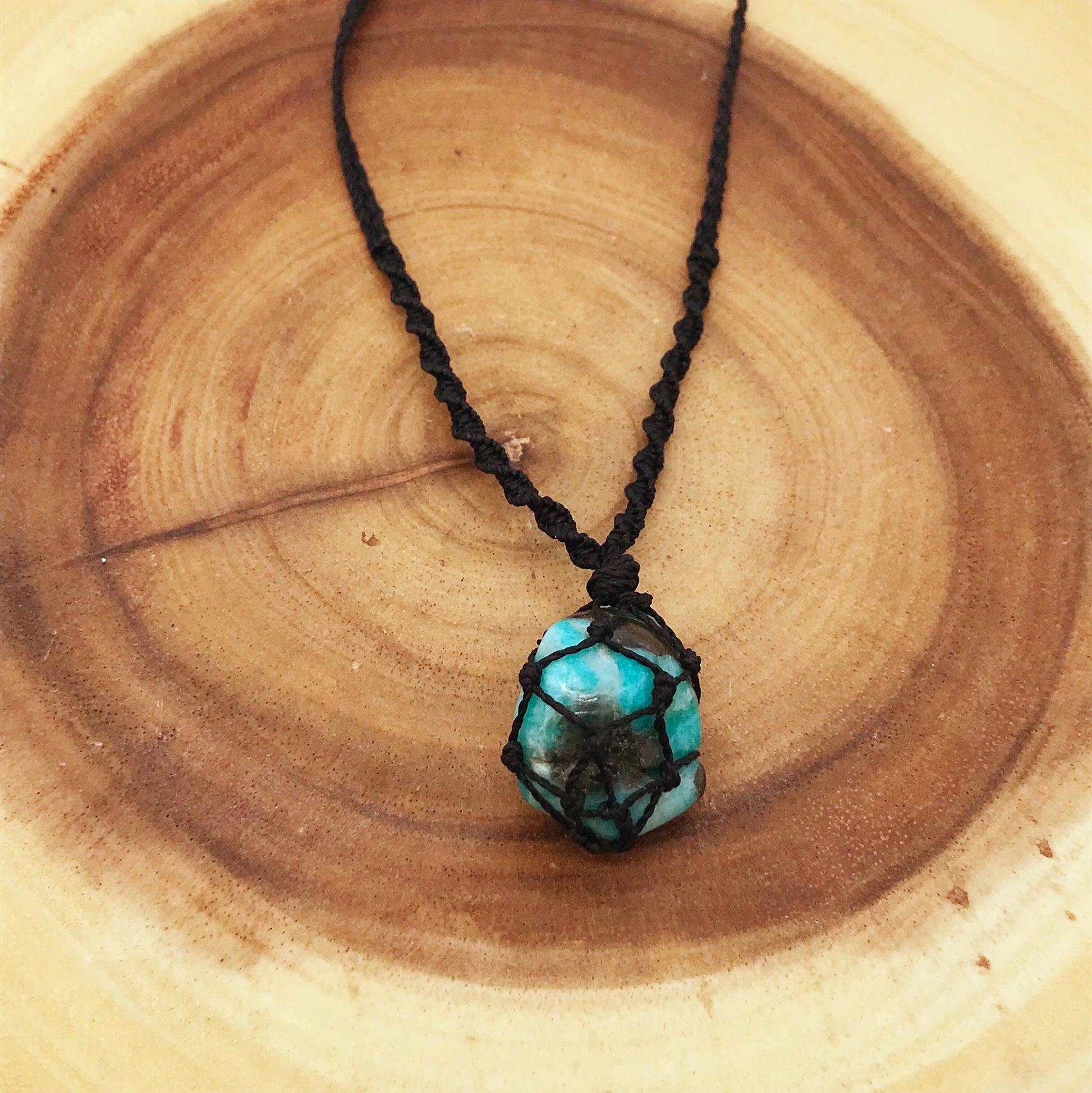 Amazonite Crystal Pendant Necklace Calm & Clarity - Adjustable Boho Chakra Jewelry - Crystals for everyone • Crystals And Cord