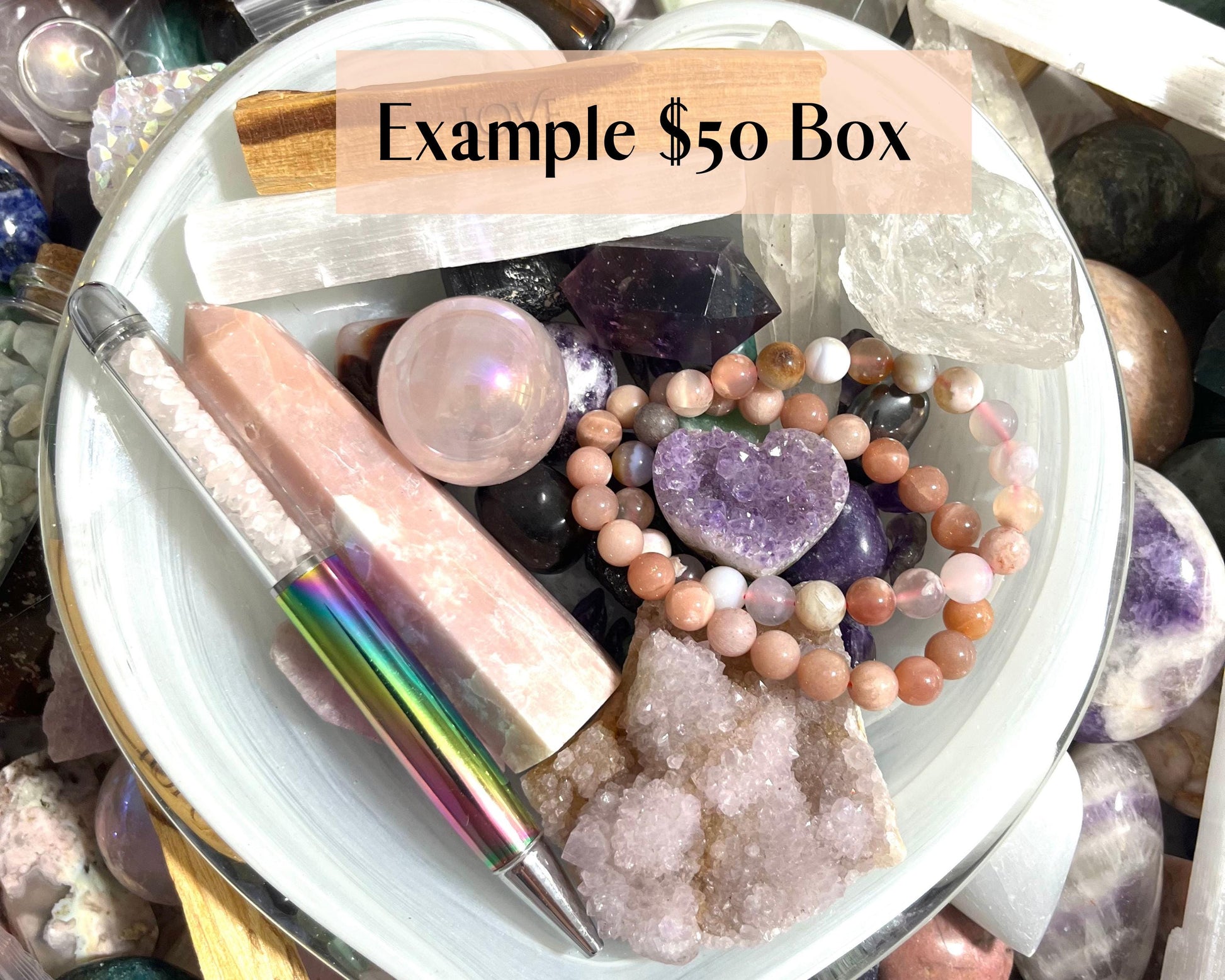 Manifestation Mystery Box – Crystal Confetti Mystery Scoop | Healing Crystals, Gemstone Grab Bag, Surprise Box