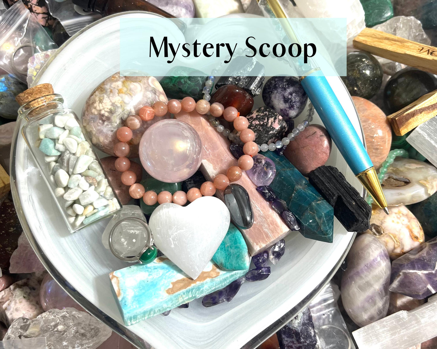 Manifestation Mystery Box – Crystal Confetti Mystery Scoop | Healing Crystals, Gemstone Grab Bag, Surprise Box