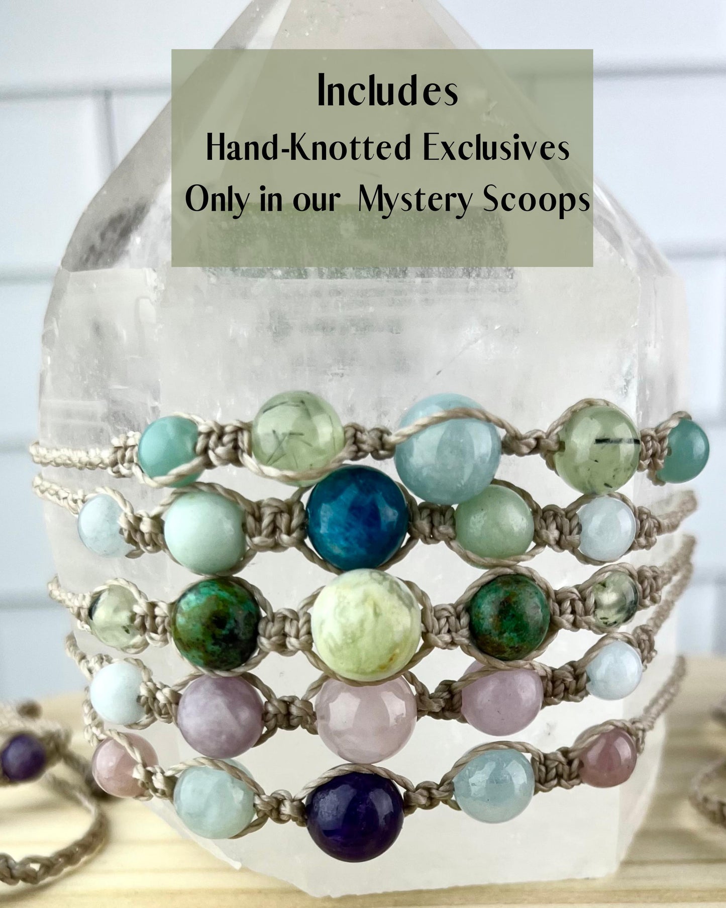 Crystal Bracelet Mystery Scoop Handmade Gemstone & Knotted Bracelet Bundle · Intention Jewelry Gift · Surprise Stack
