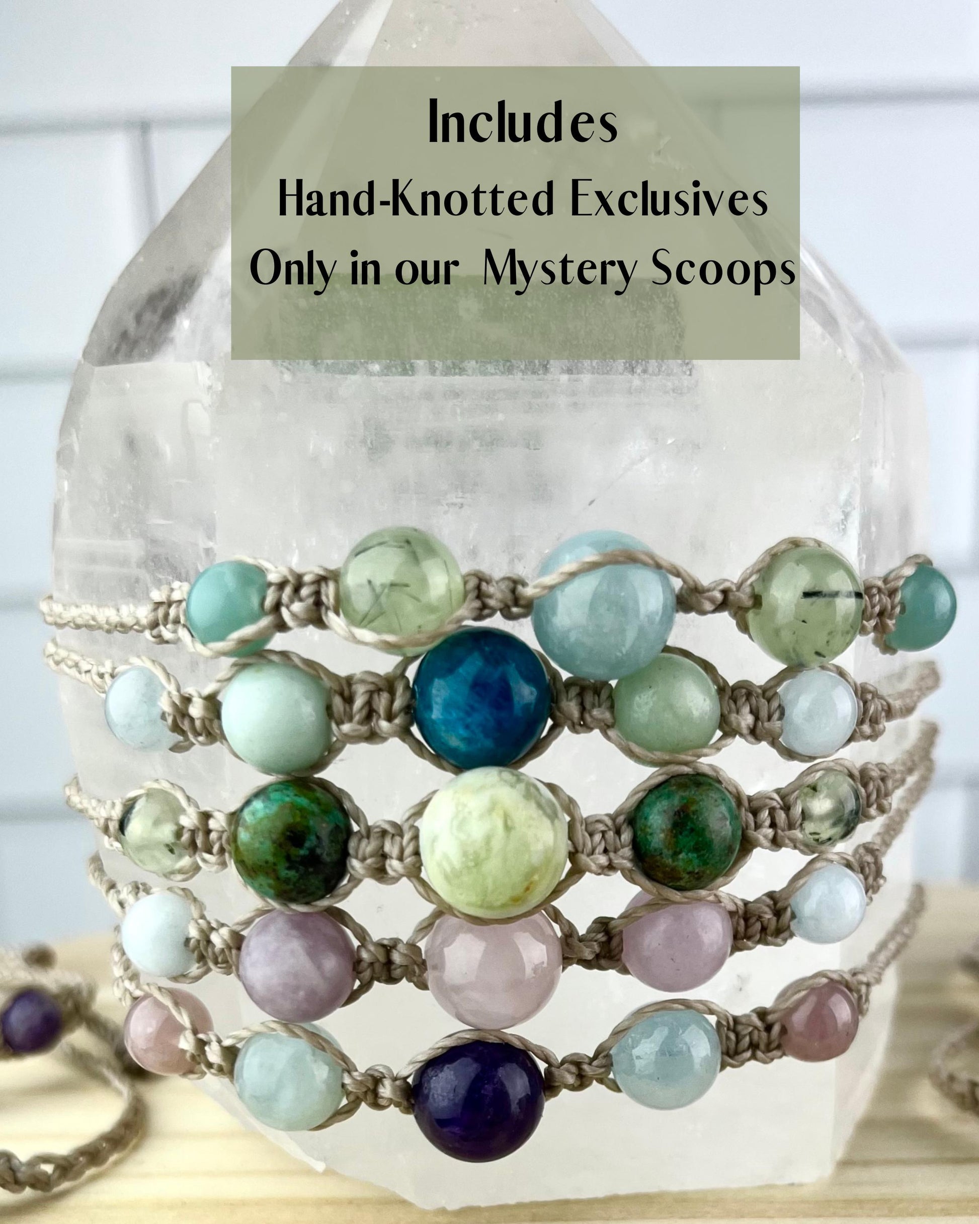 Crystal Bracelet Mystery Scoop Handmade Gemstone & Knotted Bracelet Bundle · Intention Jewelry Gift · Surprise Stack