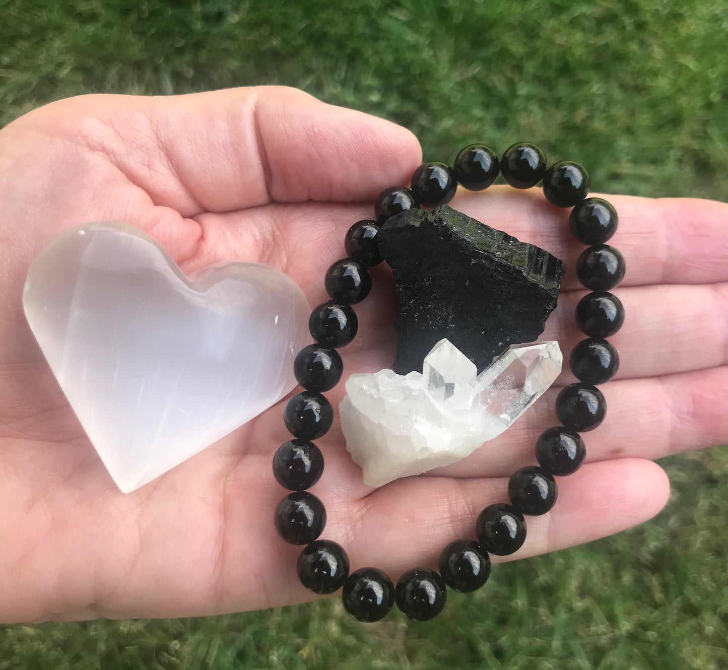 Selenite and Black Tourmaline Set