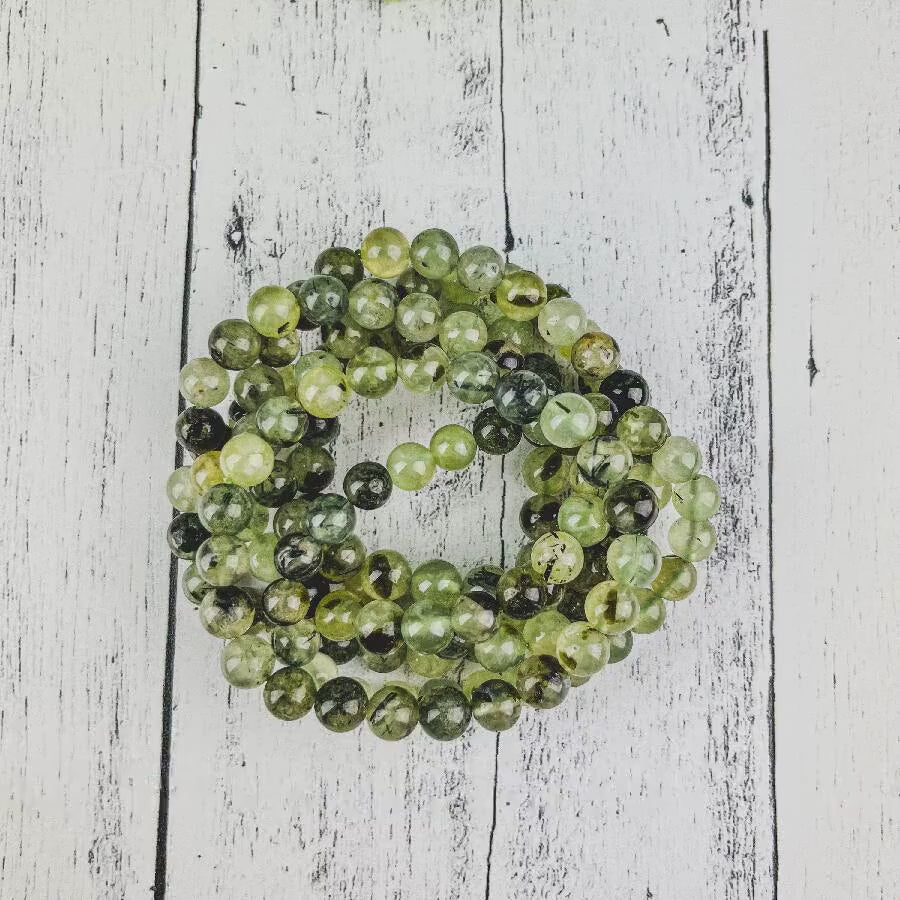 Prehnite Healing Bracelet – 8mm Light Green Natural Beads for Inner Harmony, Emotional Clarity & Spiritual Growth