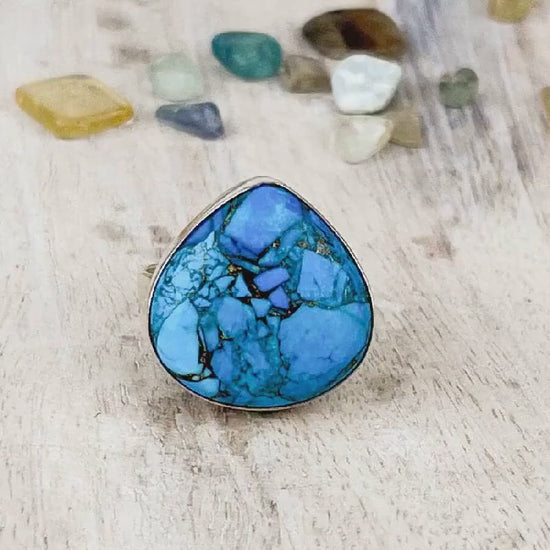 Captivating Turquoise Gemstone Ring in 925 Sterling Silver, Size 8 - Symbolizing Wisdom, Protection, Tranquility, and Hope