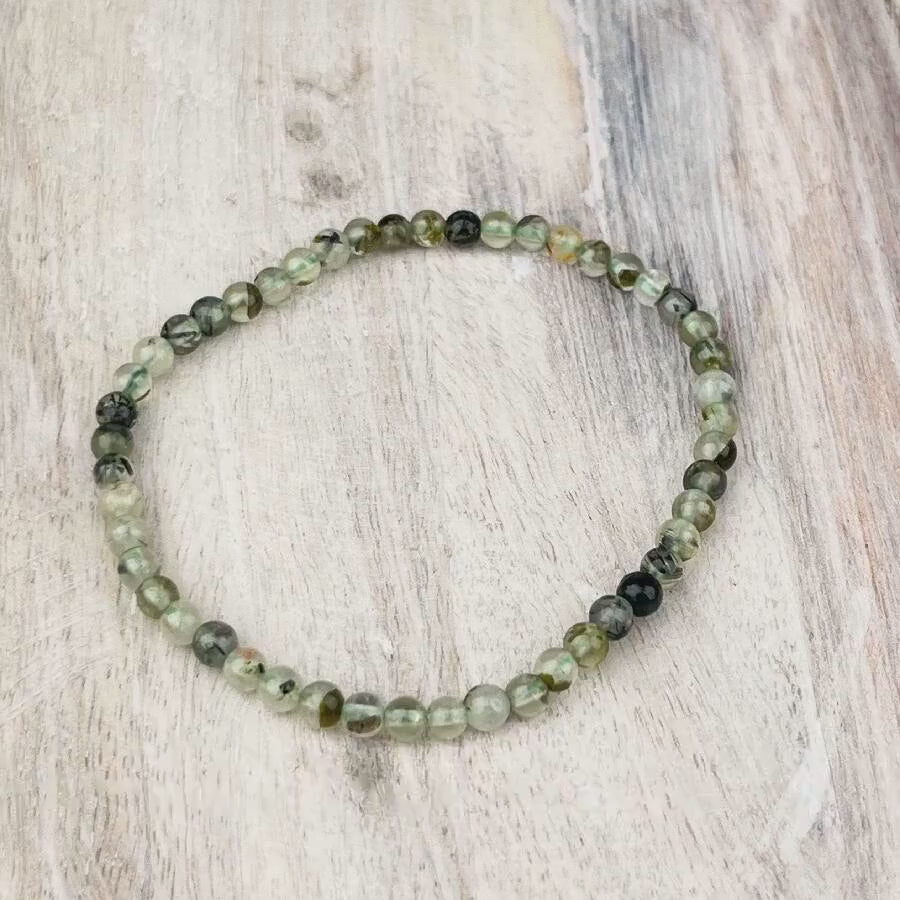 Prehnite Crystal Bracelet – 4mm Gemstone Beads for Peace, Clarity & Emotional Healing