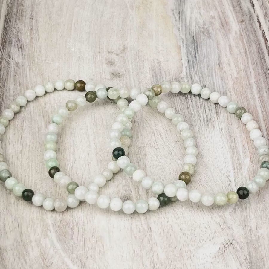 Manifest Your Goals with Lucky Jade Gemstone Bracelet - 4mm Stone Beads for Harmony, Courage, and Wealth - 7.5 inches