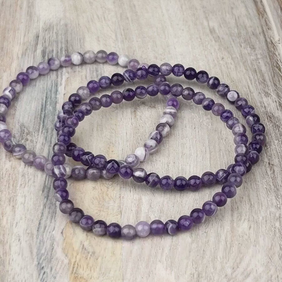Natural Amethyst Gemstone Bracelet - Tranquilizer for Stress Relief and Spiritual Awareness, Protection and Purification