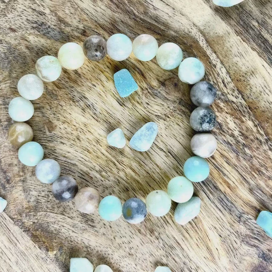 Caribbean Calcite Gemstone Bracelet - Spiritual Awakening Beaded Jewelry for Meditation and Self-Discovery - Elastic Bracelet 7 inches