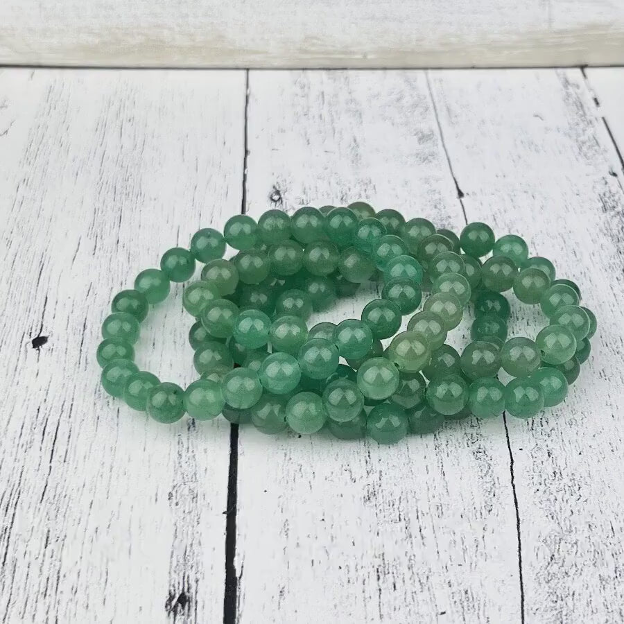 Natural Green Aventurine Gemstone Bracelet for Luck, Abundance, and Heart Chakra Healing - 8mm Beads - Handmade Jewelry