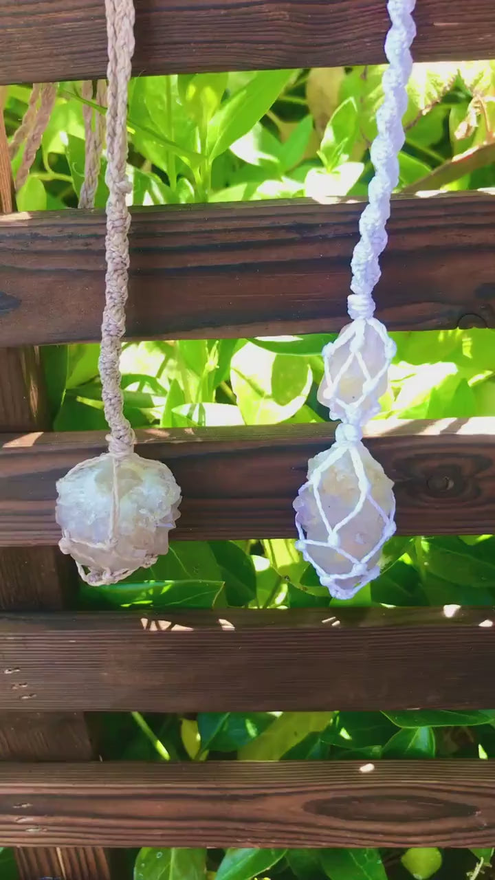 Knotted Crystal Necklace with Spirit Quartz