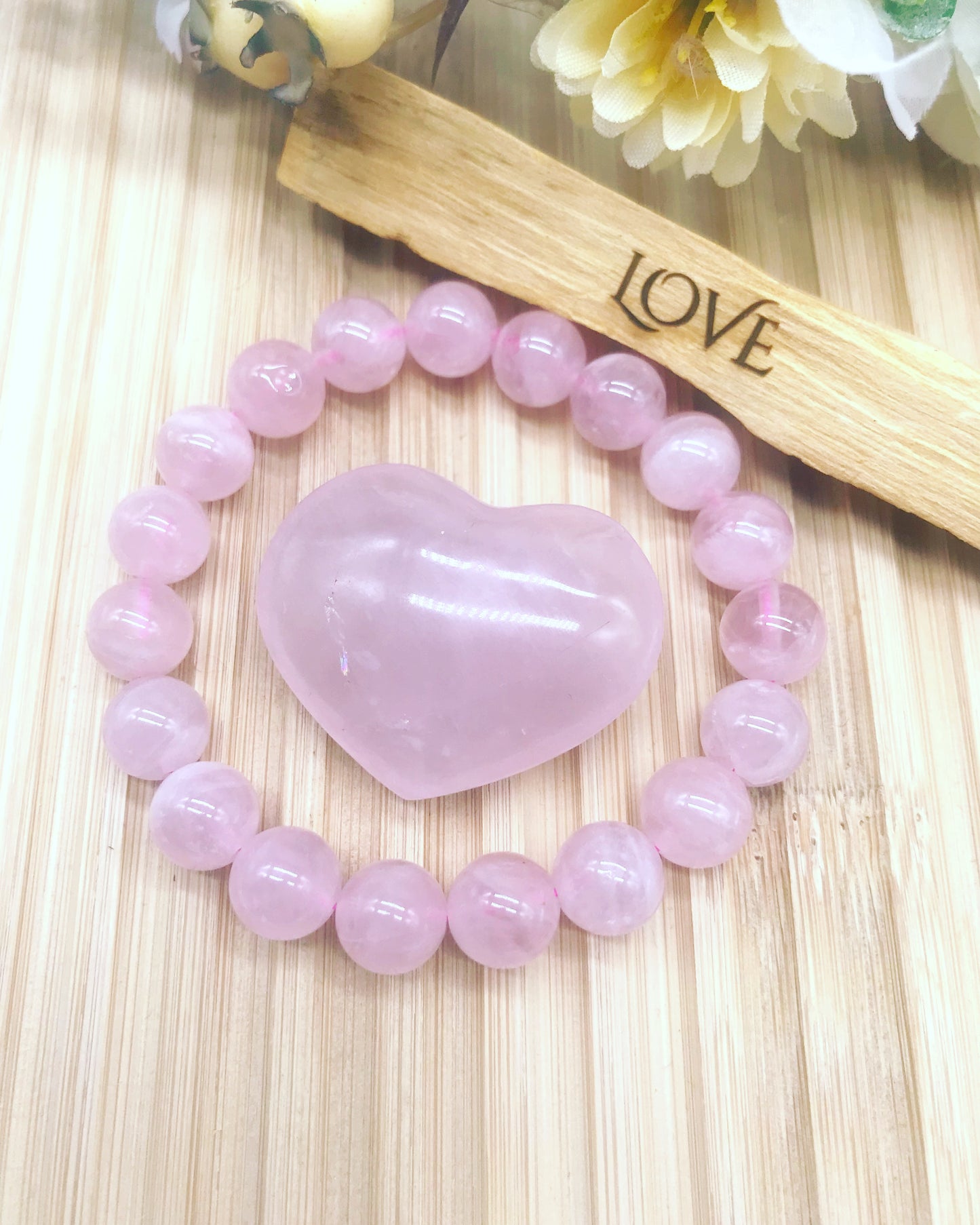 Rose Quartz Gemstone Bracelet 10mm