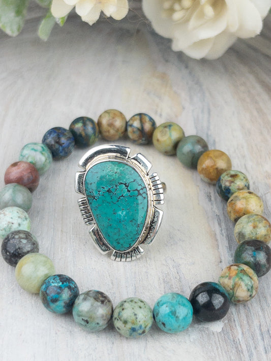 Chrysocolla Gemstone .925 Sterling Silver Ring