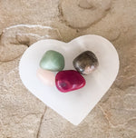 Love Stones in Selenite Heart Bowl Set