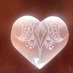 Etched Selenite Heart